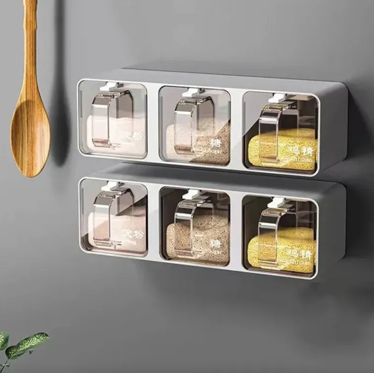 Organizador de cocina pegable de pared porta condimentos plástico 27x8x8 cm UND marca DAXUZ