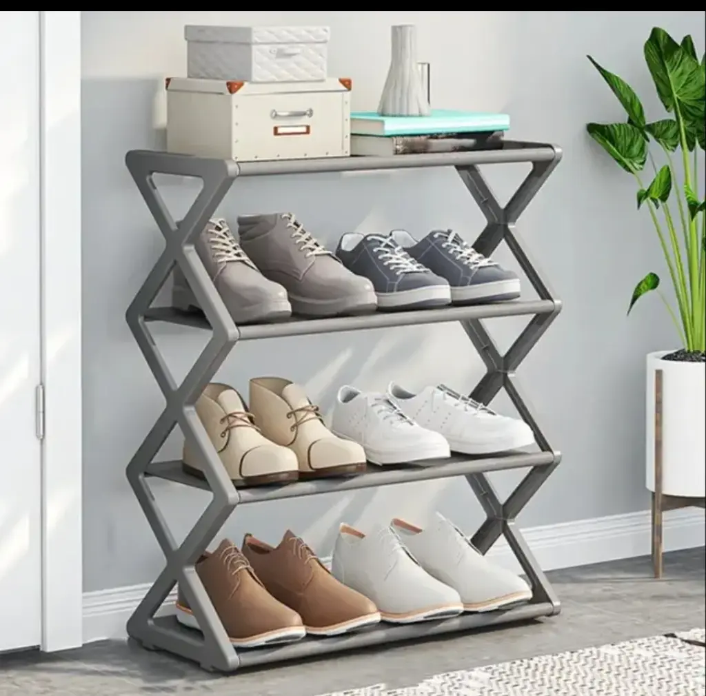 Zapatera 4 niveles desarmable rack metal plástico 49x42x8.5 cm UND