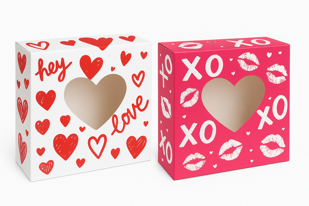 Caja Rectangular con Visor de Corazon 20x12x7 Und Varios Modelos
