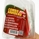 Combo Navideño de 60 Unds SELVA Incluye 10 Platos, 20 Vasos, 10 Tenedores, 10 Cuchillos y 10 Cucharitas
