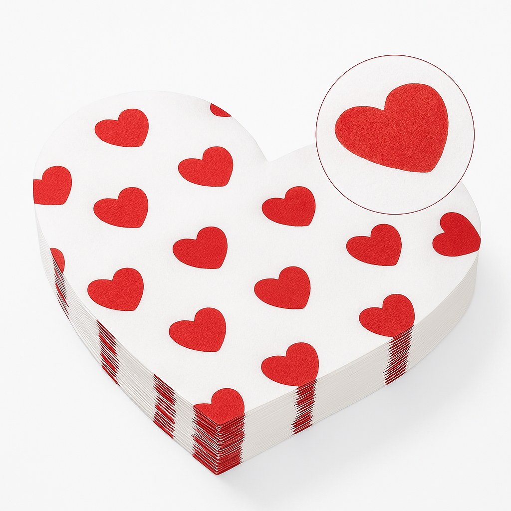 Set de Vajilla Desechable Rose Red para San Valentin 200 Unds Contiene 100 Platos y 100 Servilletas