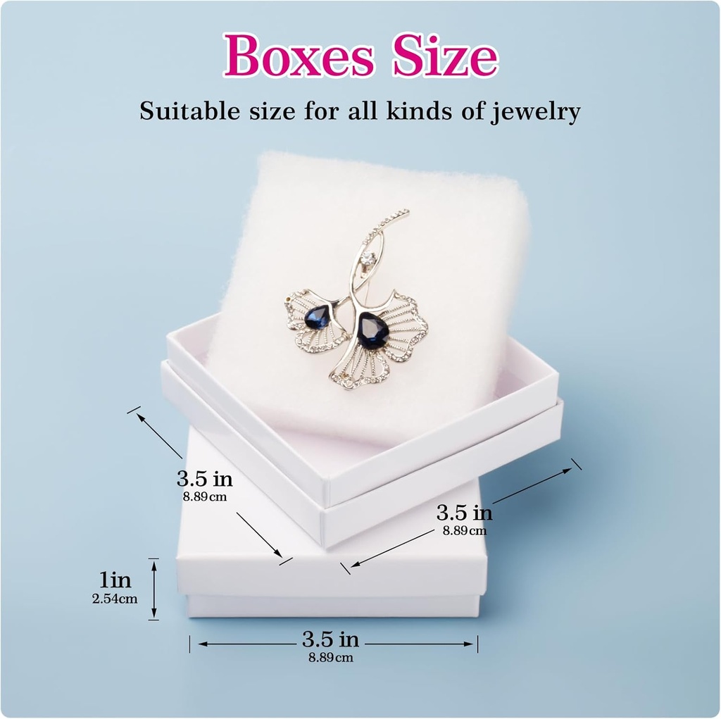 Cajas Blancas para Joyería 9×9×2.5 cm Und con Algodón y Tapa