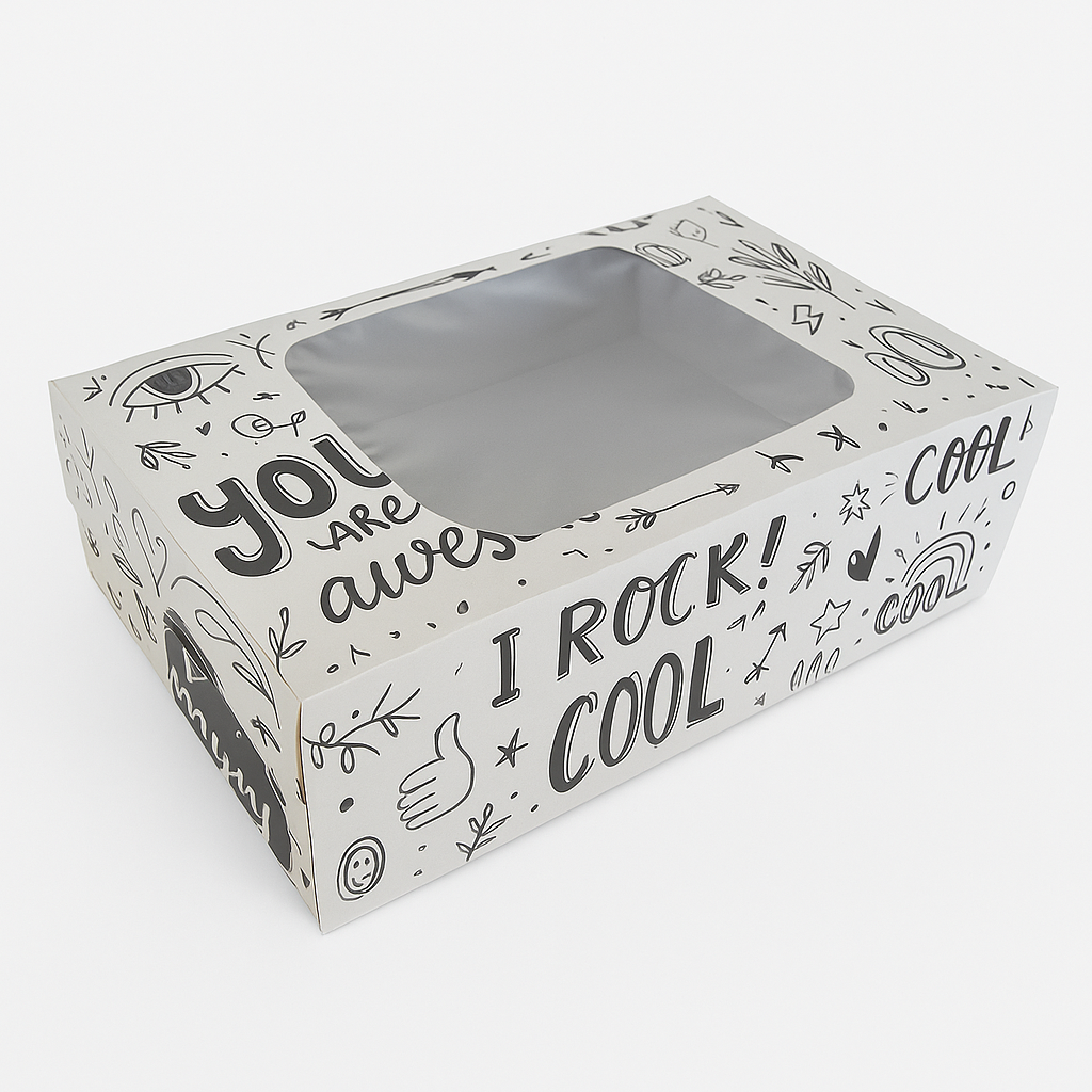 Caja 6 Pasteles Con Ventana 23x15x8cm Und FANDEC