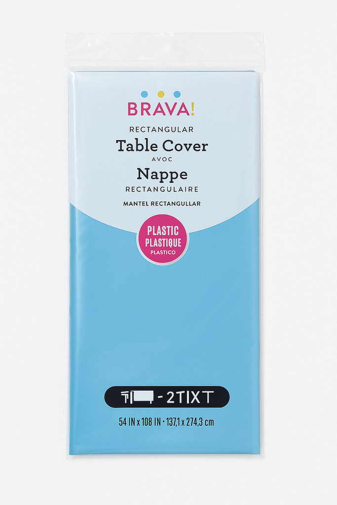 Mantel de Plastico Rectangular 54x108" Paq x 2 Unds BRAVA!