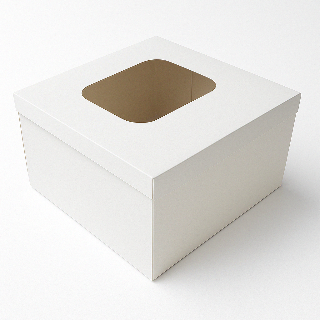 Caja de Torta Blanca Premium con Ventana Und FANDEC
