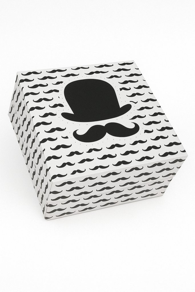 Caja para Dulces Mostacho Negro Und