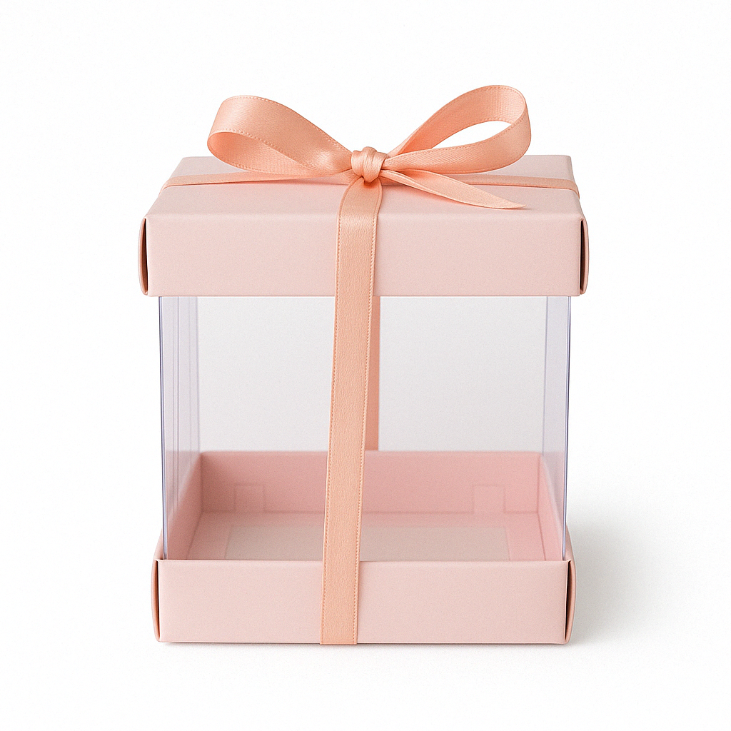 Cajita de Acetato para Bodas Und con Borde Rosado