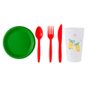 Combo Navideño de 60 Unds SELVA Incluye 10 Platos, 20 Vasos, 10 Tenedores, 10 Cuchillos y 10 Cucharitas