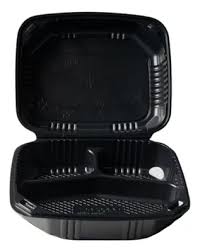 Envase Termico Plastico Negro 11G 1165cc/39oz/8x7 Und DELIGOURMET 