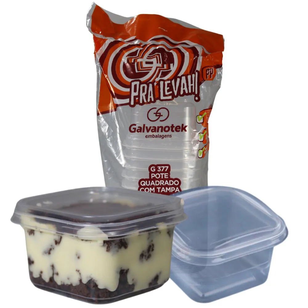 Envase de Plástico Cuadrado Transparente con Tapa 10 Unds GALVANOTEK