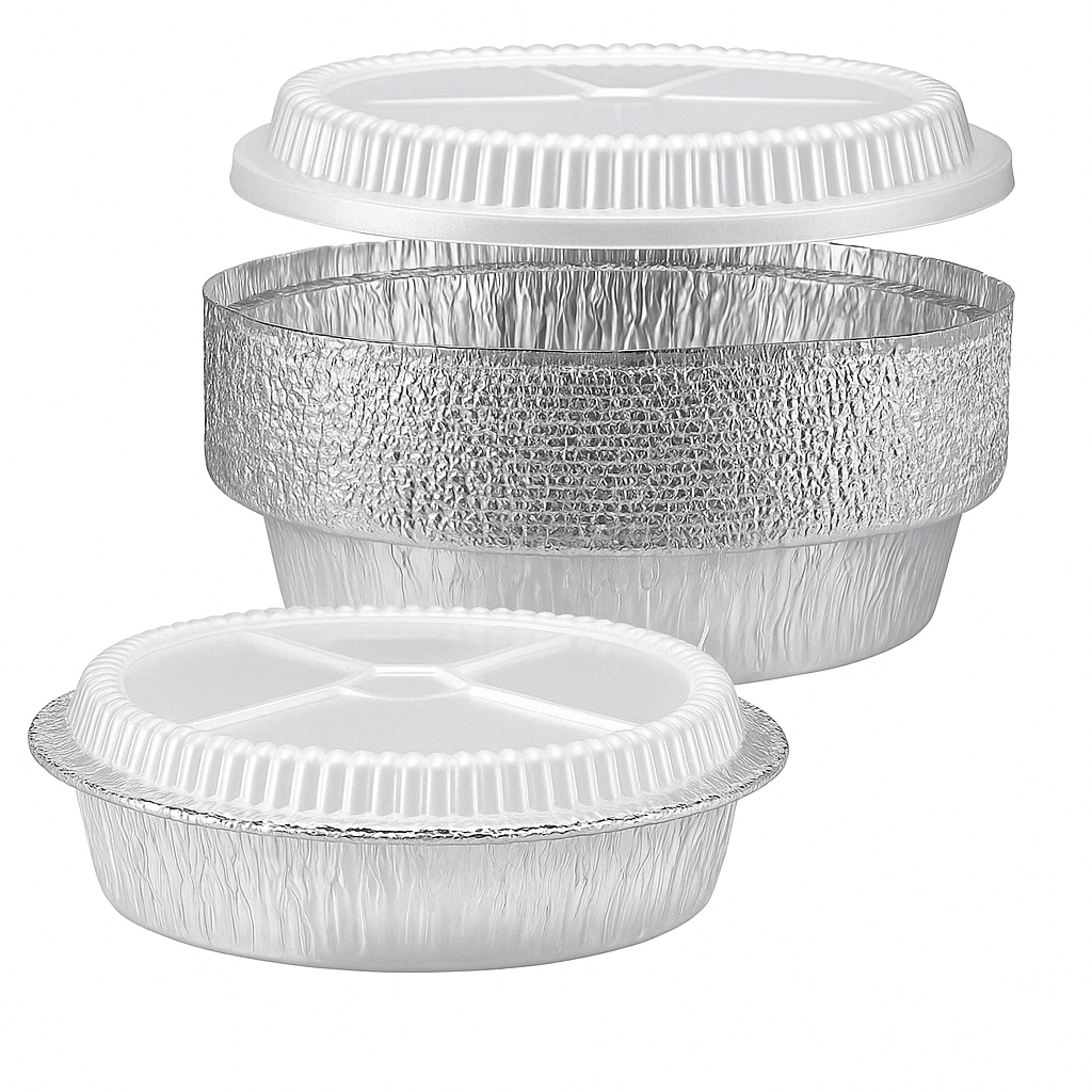 Envase de Aluminio 1050 Redondo con Tapa Transparente Und GALVANOTEK