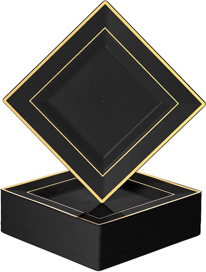 Kit de 50 Platos Cuadrados y 50 Tenedores Und