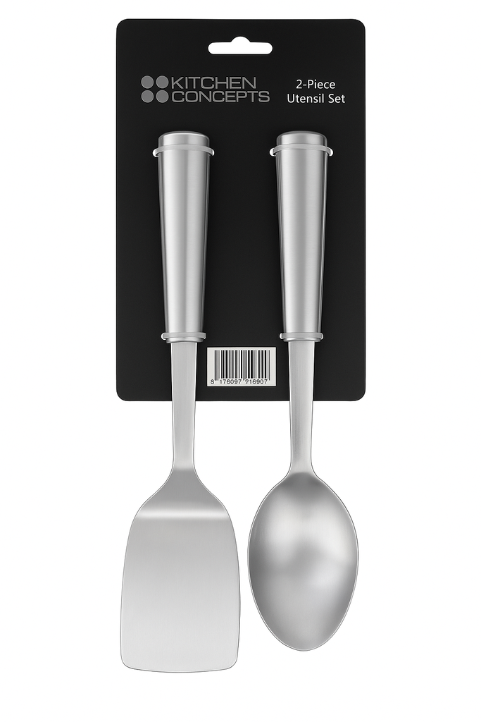 Set de Utensilios de Acero 2 Unds KITCHEN CONCEPTS Contiene 1 Cuchara y 1 Espatula