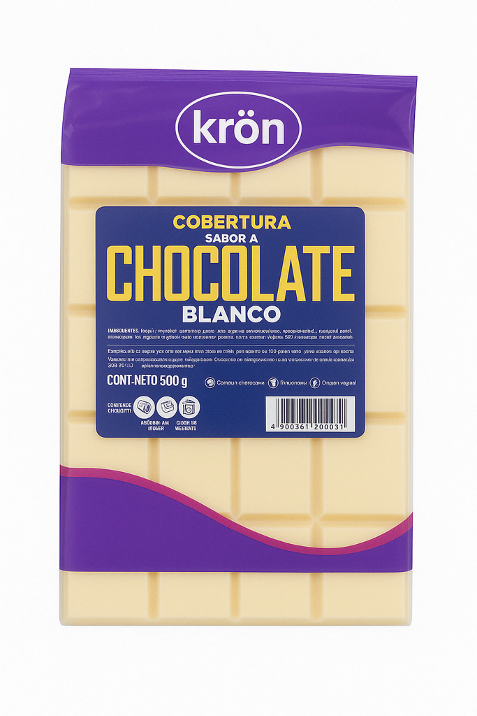 Tableta de Cobertura Sabor a Chocolate Blanco 500gr Und KRON