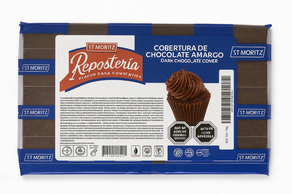 Tableta Cobertura de Chocolate Oscuro 1kg Und ST MORITZ