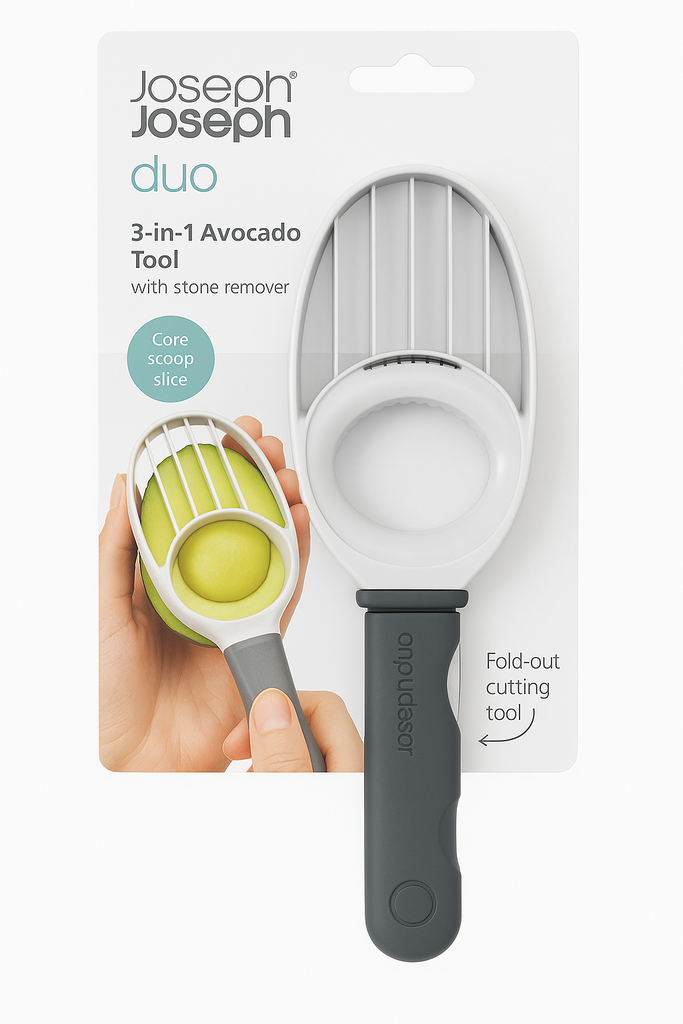 Cortador de Aguacate 3 en 1 Gris Und JOSEPH JOSEPH DUO con Removedor de Semilla