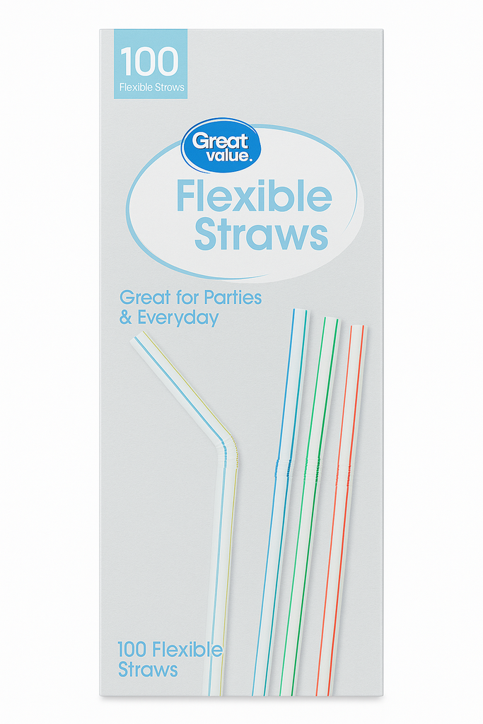 Pitillos Flexibles de Rayas de Colores 100 Unds GREAT VALUE