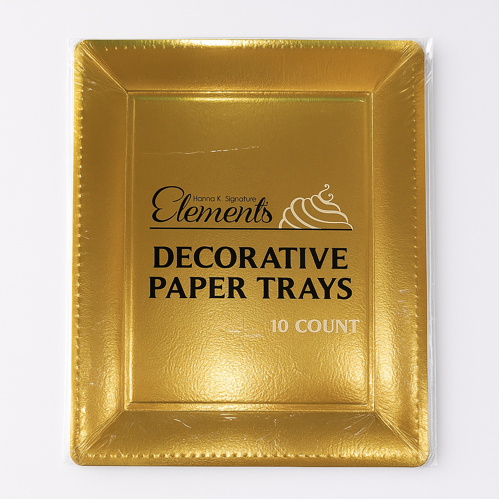 Set de Platos de Carton Rrectangulares 12x16 Pulgadas Dorado 2 Unds HANNA K. SIGNATURE ELEMENTS