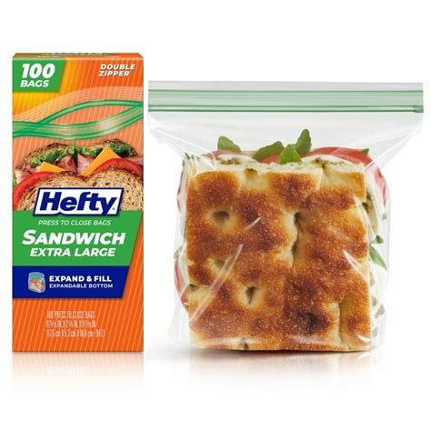 Set de Bolsas Extra Grandes de Sandwich 17.6x5.3x16.6cm 100 Unds HEFTY Banda Verde