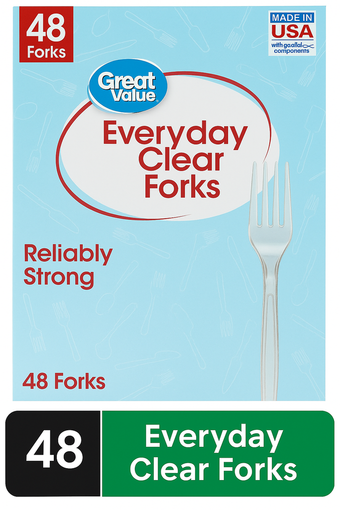 Set de Tenedores Desechables Transparentes 48 Unds GREAT VALUE