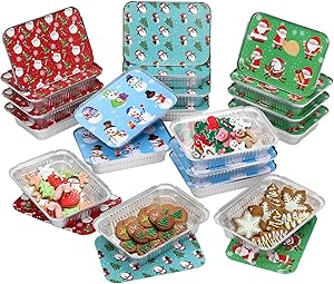 Bandeja de Aluminio Rectangular con Tapa Decorativa Navideña Und JOYIN Varios Modelos