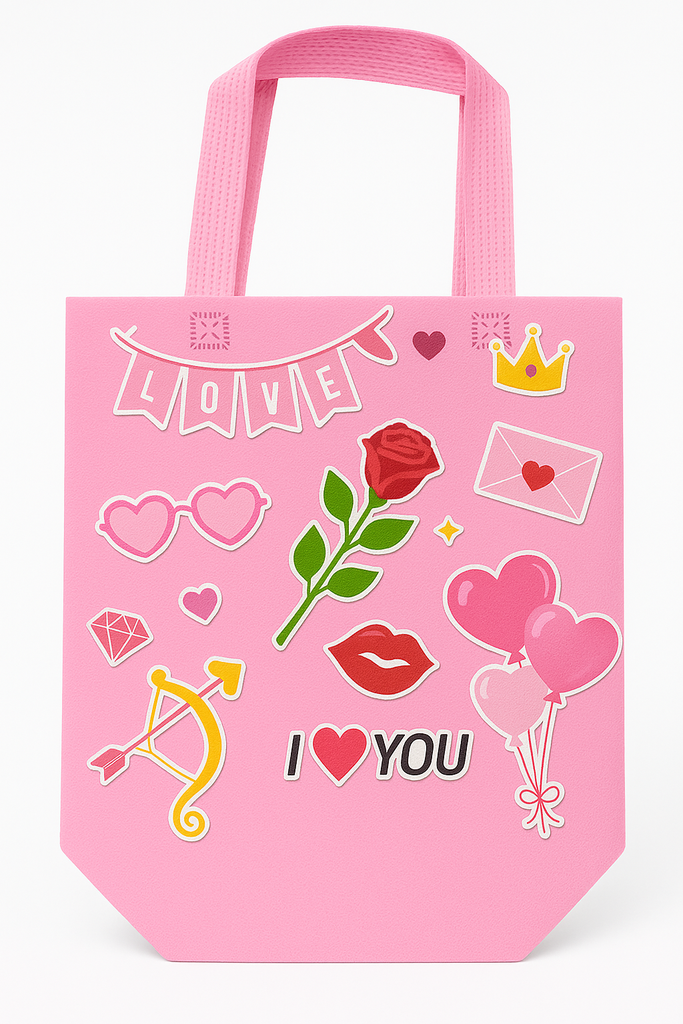 Bolsa de Tela Diseño de Corazones Variados Und