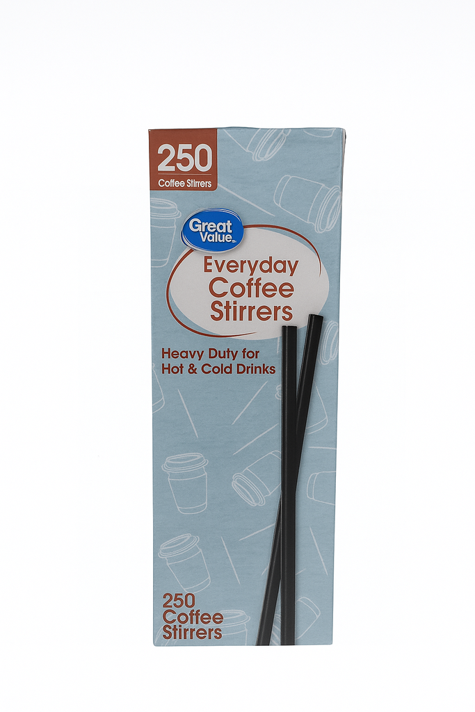 Set de Agitadores para Cafe de Plastico Desechable Negro 250 Unds GREAT VALUE