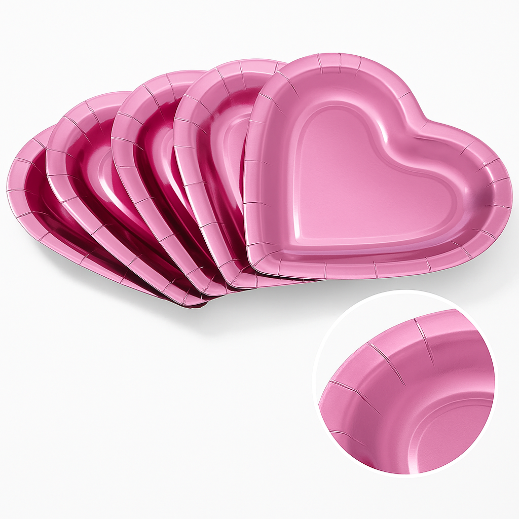 Set de Vajilla Desechable Rose Red para San Valentin 200 Unds Contiene 100 Platos y 100 Servilletas