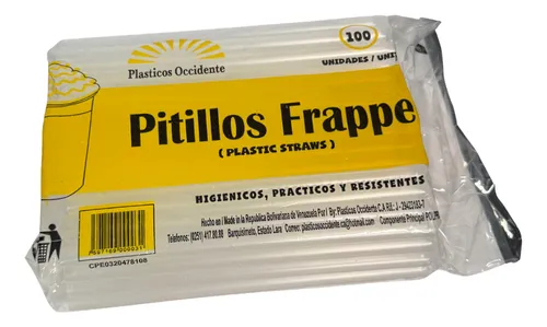 Pitillo Amarillo para Frappe 100 Unds