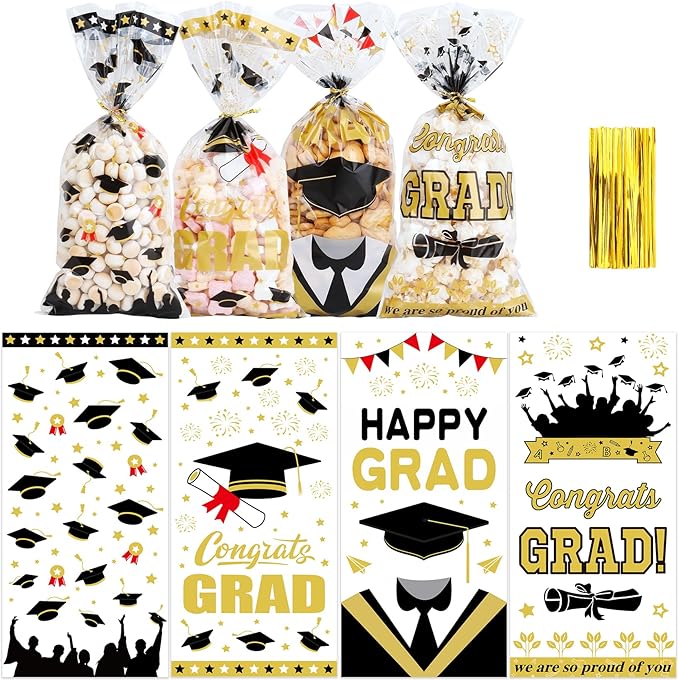 Bolsas de Celofán para Graduación 27.5x12.5cm Und con Lazo Giratorio