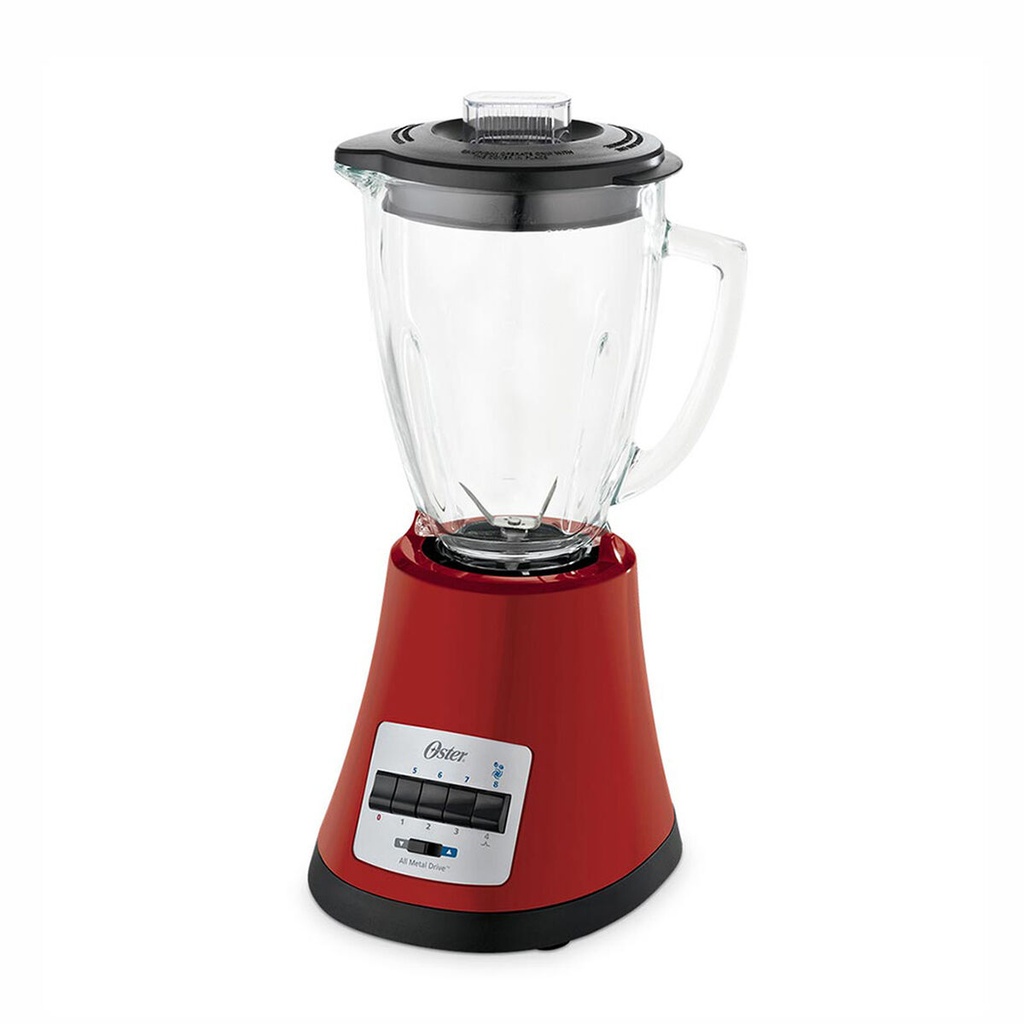 Licuadora Roja de 8 Velocidades OSTER Vaso de Vidrio