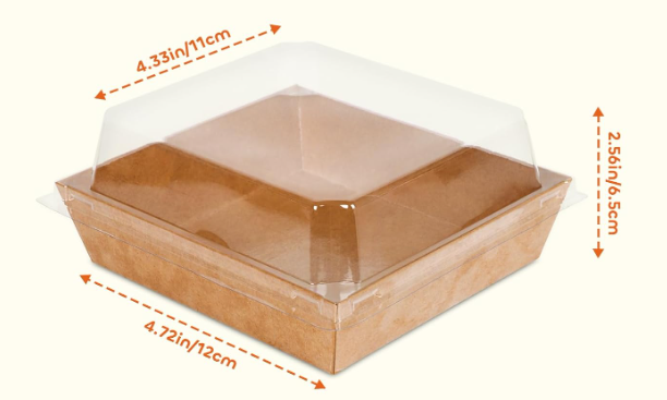 Caja Multiusos de Carton Pequeña con Tapa Transparente y Stiker Und  