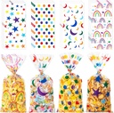 Bolsas de Celofan Diseños de Estrellas, Lunares y Arcoiris 27.5x12.5cm Und Varios Modelos con Lazo Giratorio