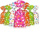 Bolsas de Celofan Diseño de Lunares y Estrellas 27.5x12.5cm Und Varios Modelos con Lazo Giratorio