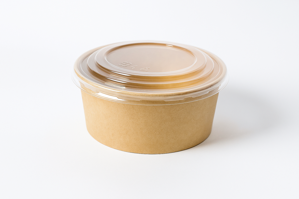 Envase Bio Ecocraft Redondo 850ml 16,5x6,5cm Und con Tapa Transparente