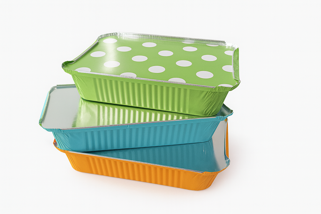 Envase de Aluminio Rectangular 1900ml/24cm con Tapa Carton/Metalizado Und Varios Colores