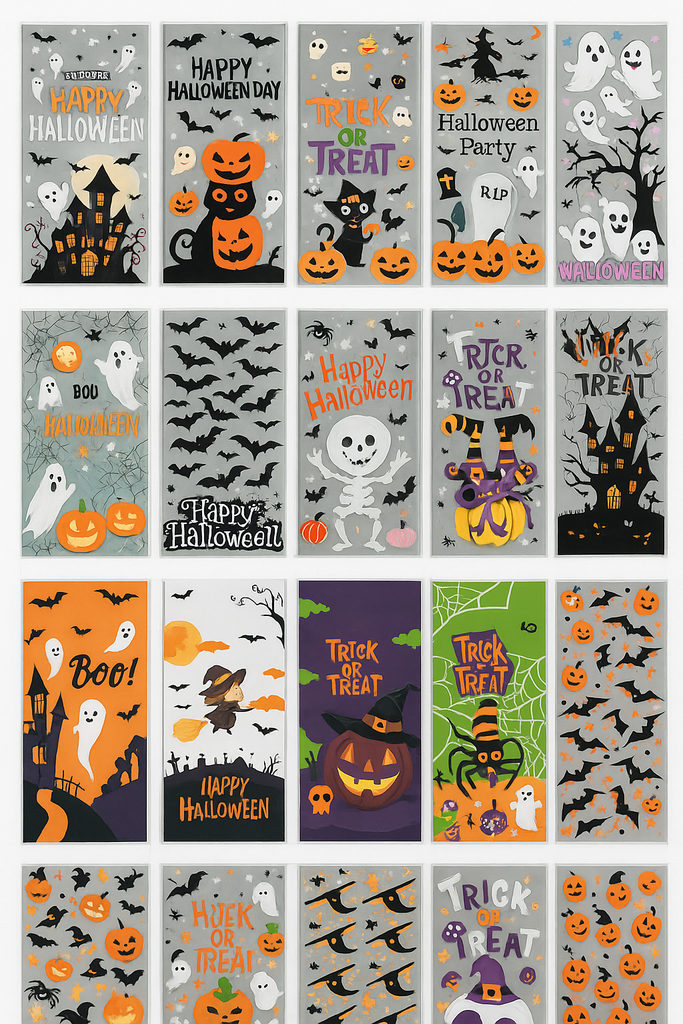 Bolsas de Celofan Diseños de Halloween 27.5x12.5cm Und Varios Diseños con Lazo Giratorio