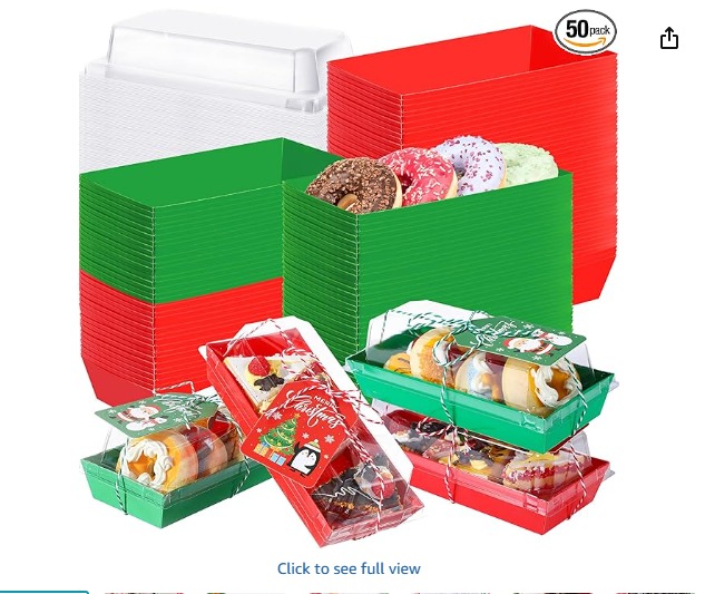 Bandeja Rectangular Navideña con Tapa Transparente Und Desechable