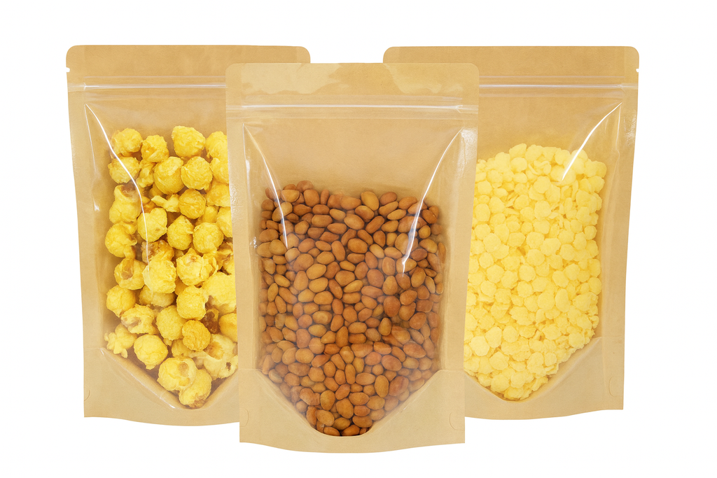 Bolsa de Papel Kraft Transparente Frontal 11.5x9cm Und Con Cierre Hermetico                                