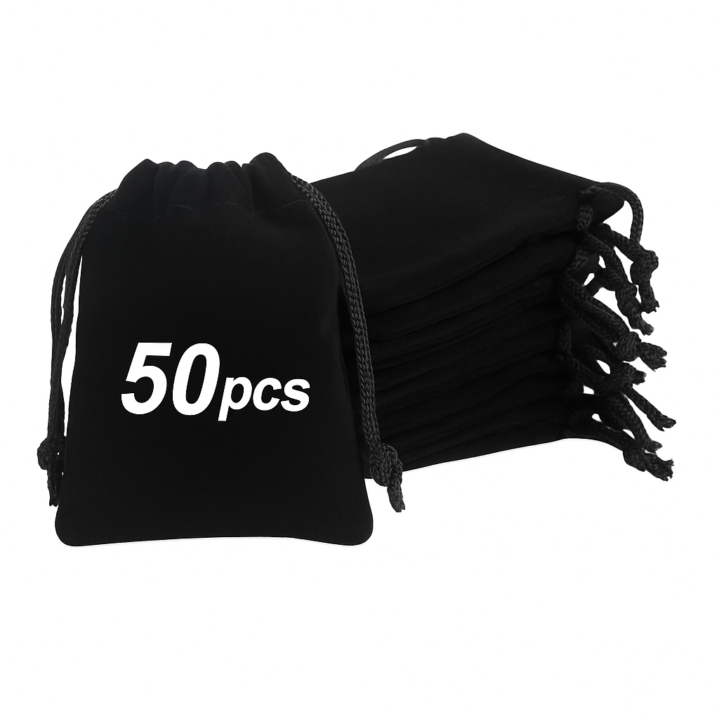 Bolsa de Terciopelo Pesado 9x8cm Und con Cordon Negro