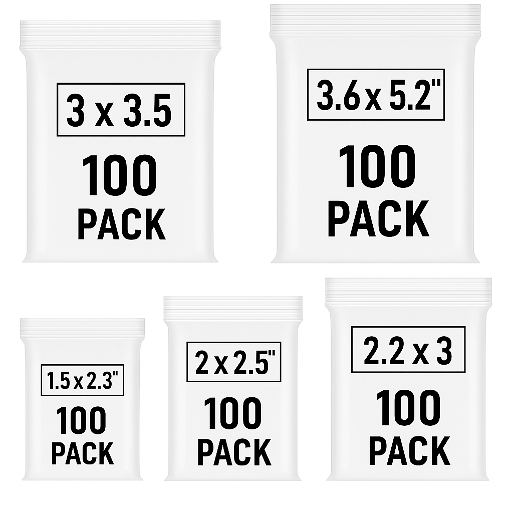 Bolsas para Dulces con Diferentes Medidas Paq x 500 Unds con Stikers 