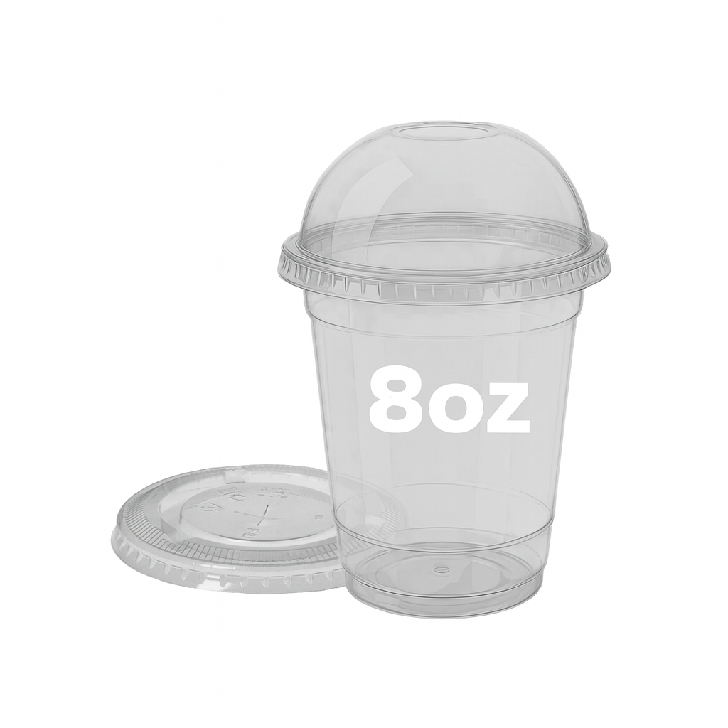 Vasos PET 8oz con Tapa Domo Paq x 50 Unds ECOPLAST