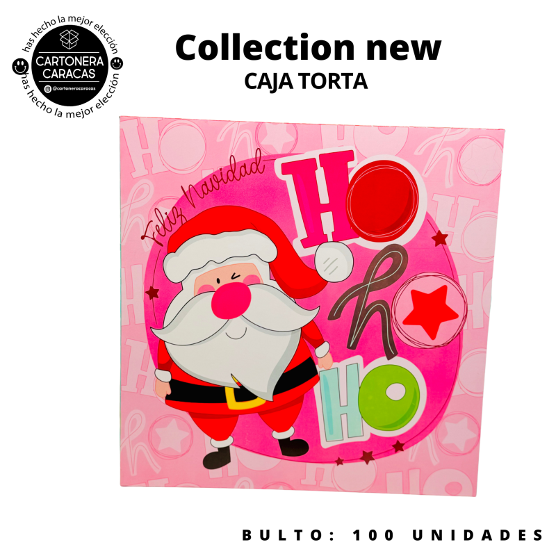 Caja de Torta Navidad Rosado Ho Ho Und CARTONERA CARACAS
