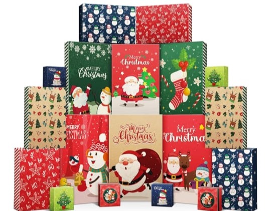 Caja Extra Grande de Regalo Tipo Kraft de Navidad 43x27x10cm Und Varios Diseños