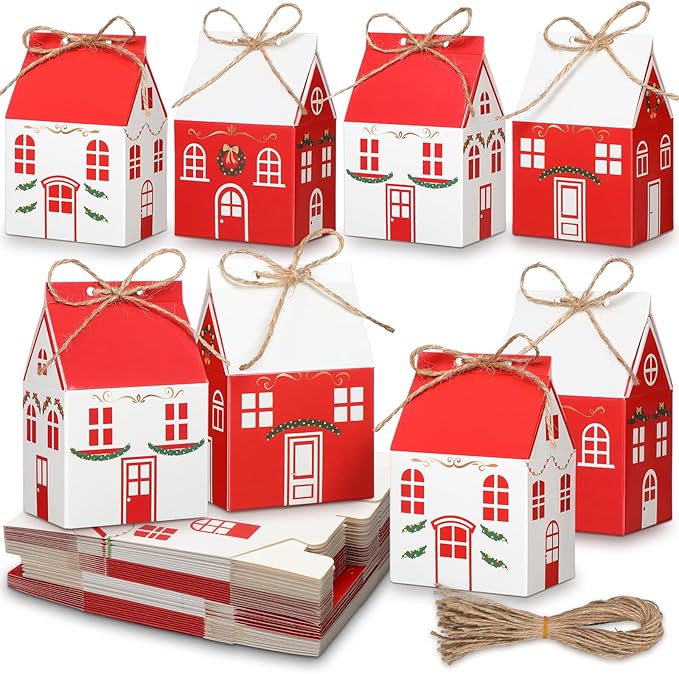 Mini Caja de Regalo de Casa Roja 10.5x5cm Und Doble Diseño