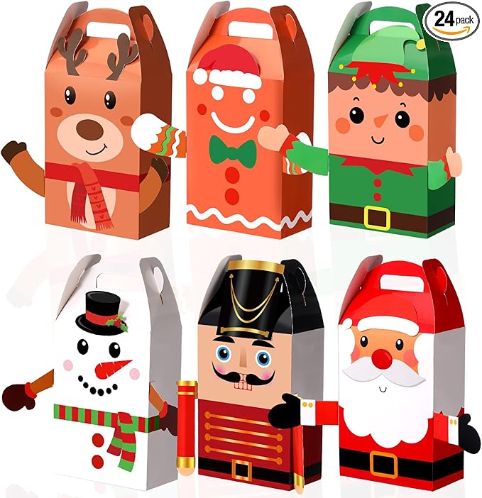 Caja Cotillon 3D con Asa Para Regalos 21x15x8cm Und Varios Diseños Navideños