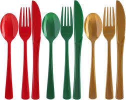 Cubiertos Desechables de 40 Unds KOCHORI Colores Navideños