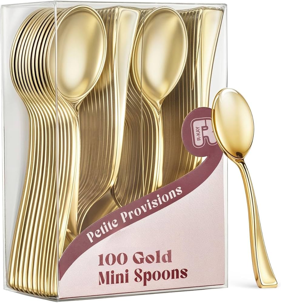 Mini Cucharitas Doradas Para Postres 10cm Paq x 24 Unds
