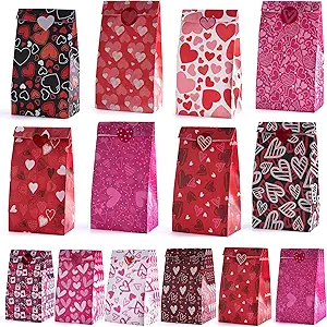 Bolsas de Regalo de Papel de Corazones 24x12.5x8cm Und Varios Diseños