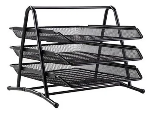 Bandeja de Metal de 3 Niveles Negro Bulto x 6 Unds MR BOBINA